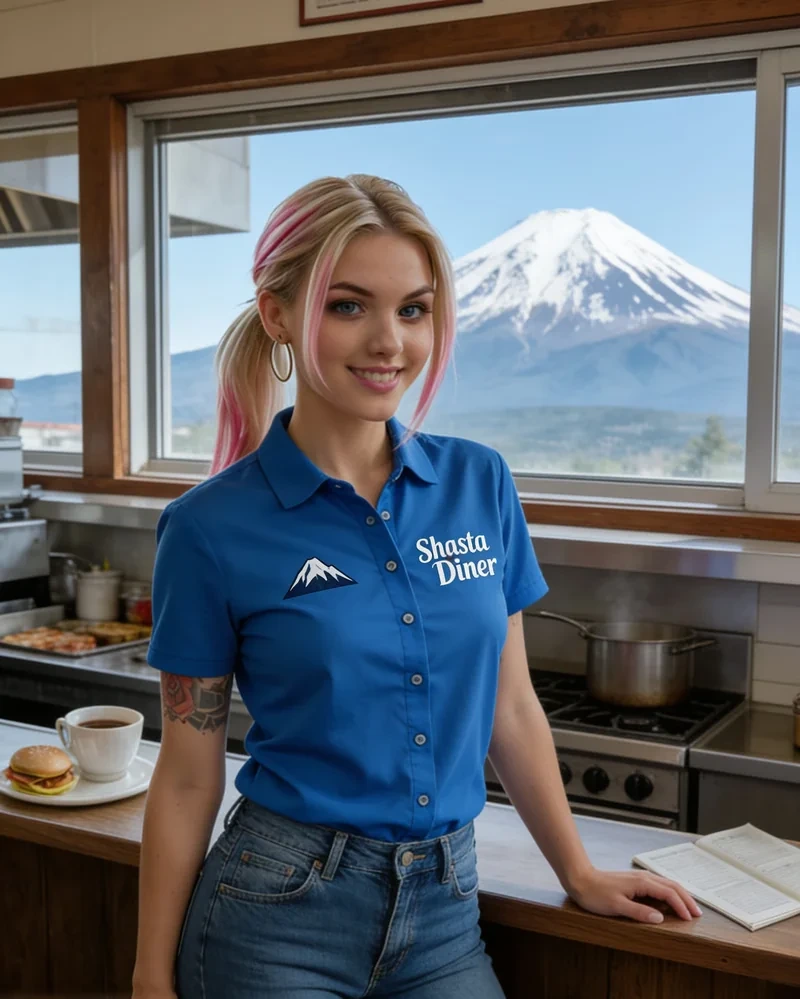 AI companion character in a diner setting, created on OurDream AI